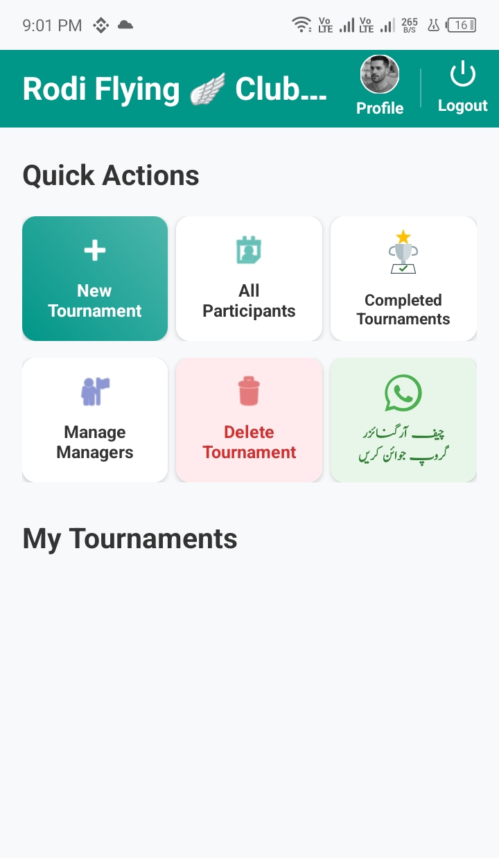 How to create a tournament in Pakistan Pigeon Tournaments app